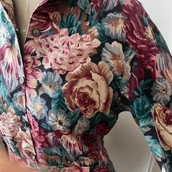 Vintage LAURA ASHLEY Long Floral Cotton/Wool Prairie Dress Size 14 Made in GB - Picture 5 of 10